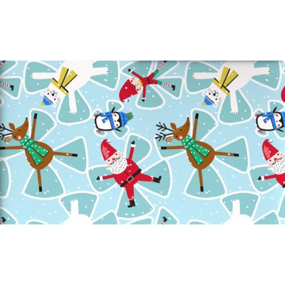 Hallmark Wrapping Paper Santa Snow Angels Snowflakes Reversible 30 sq ft Roll Ho